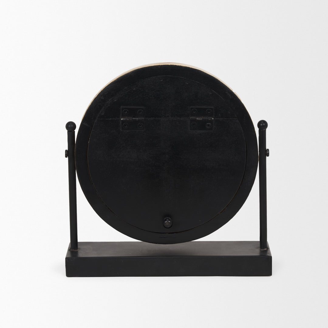 Raja Matte Black Metal w/ Wood Table Clock Decor Mercana