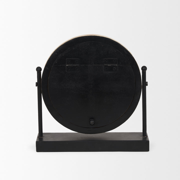 Raja Matte Black Metal w/ Wood Table Clock Decor Mercana