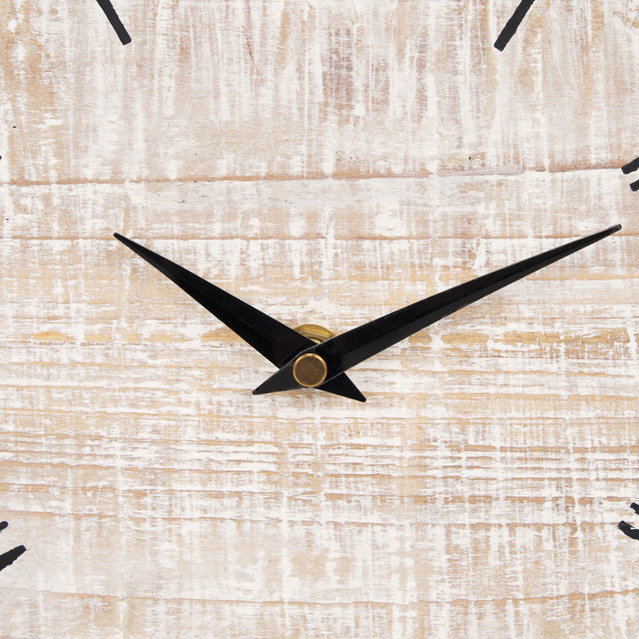 Raja Matte Black Metal w/ Wood Table Clock Decor Mercana