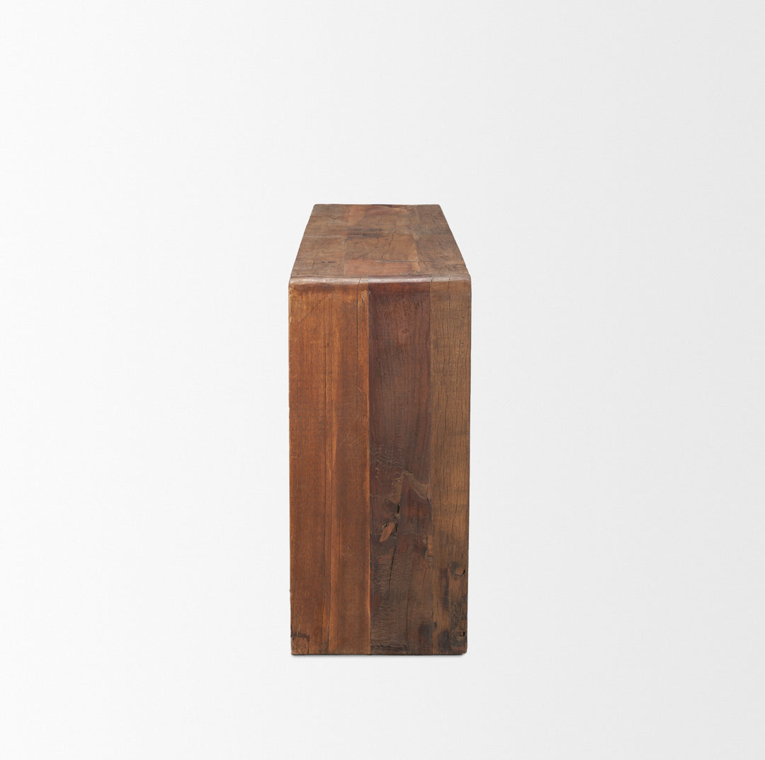 Estelle Rustic Brown Reclaimed Wood Console Table Dining Room Mercana