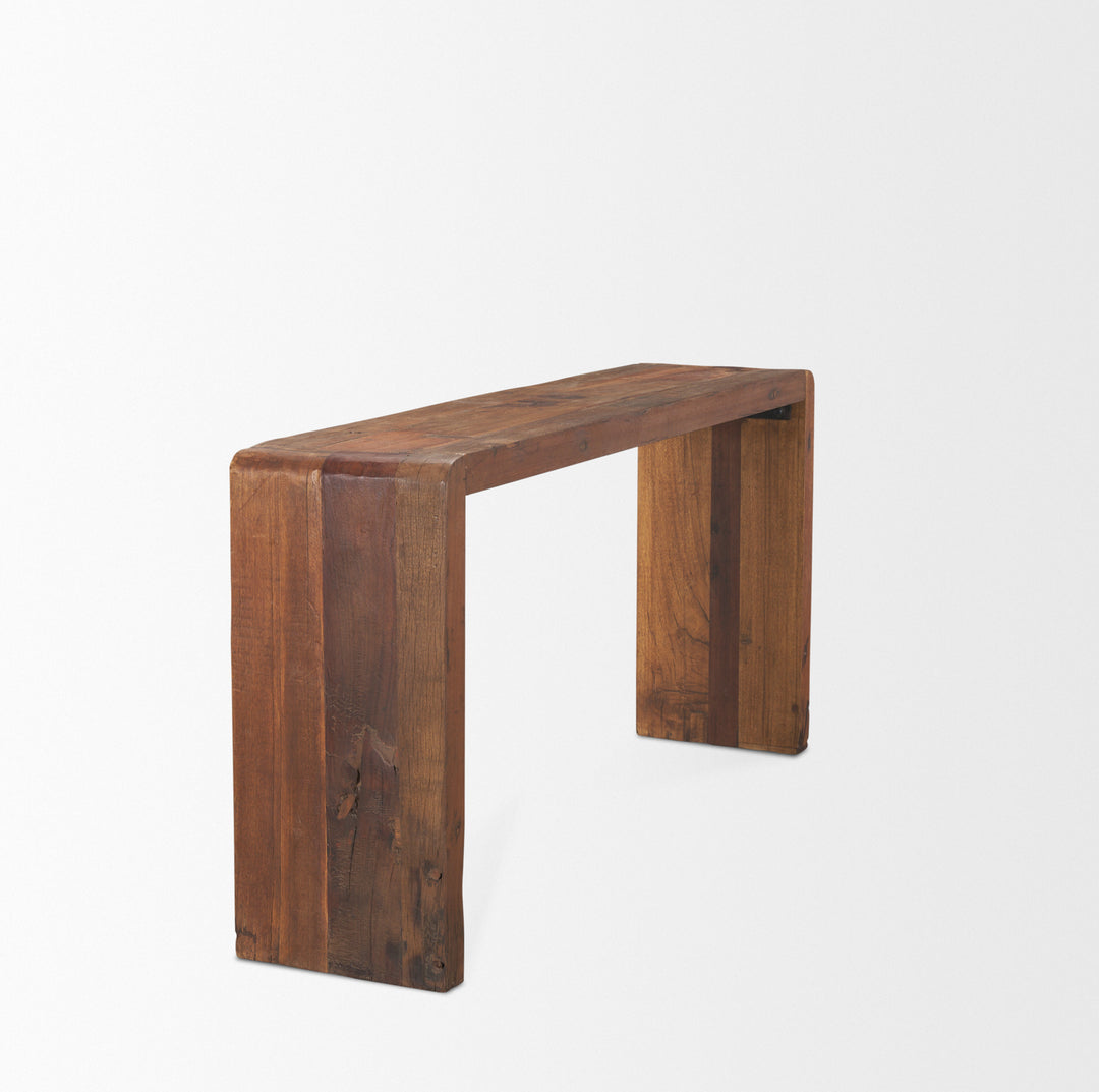 Estelle Rustic Brown Reclaimed Wood Console Table Dining Room Mercana