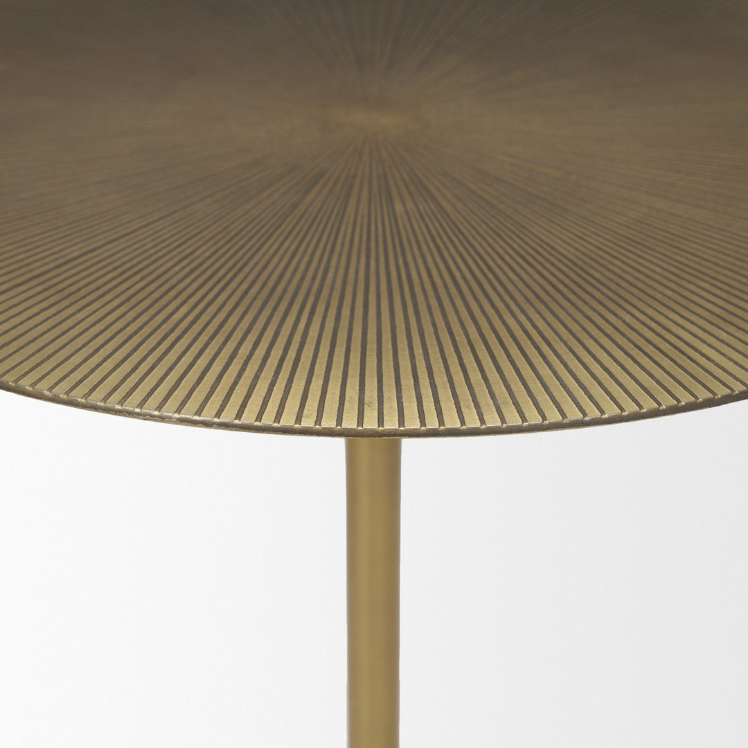 Rini Gold Metal and White Marble Accent Table Dining Room Mercana