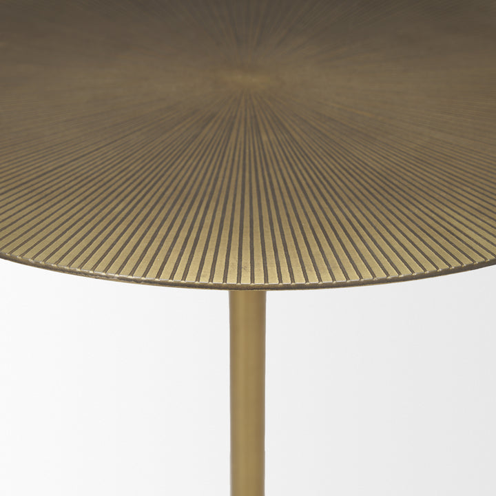 Rini Gold Metal and White Marble Accent Table Dining Room Mercana