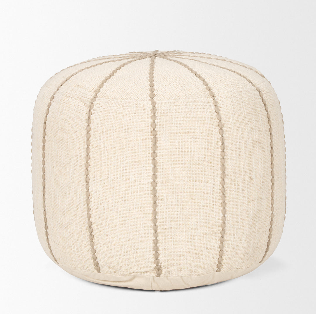 Sachi Beige w/ Stitching Pouf Living Room Mercana