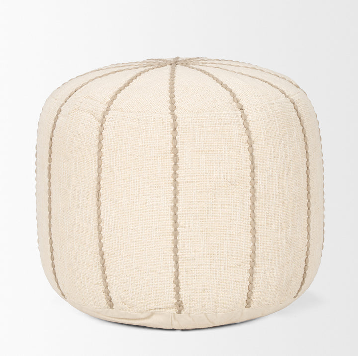 Sachi Beige w/ Stitching Pouf Living Room Mercana