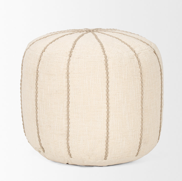 Sachi Beige w/ Stitching Pouf Living Room Mercana