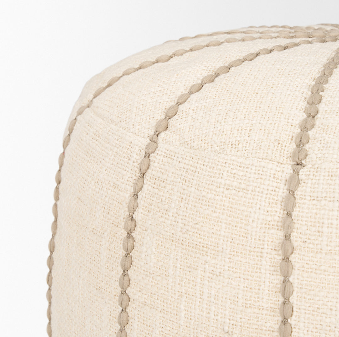 Sachi Beige w/ Stitching Pouf Living Room Mercana