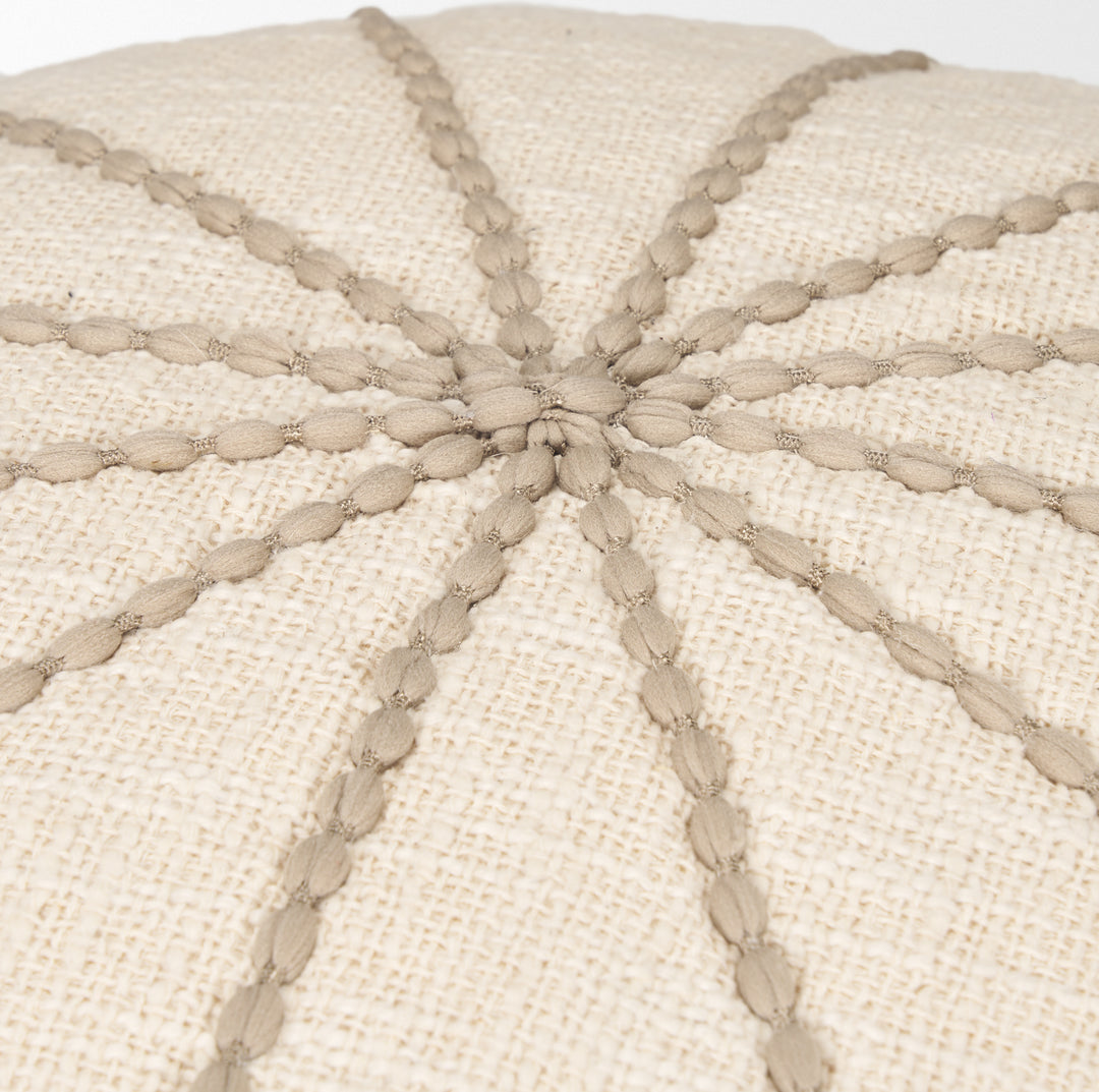 Sachi Beige w/ Stitching Pouf Living Room Mercana