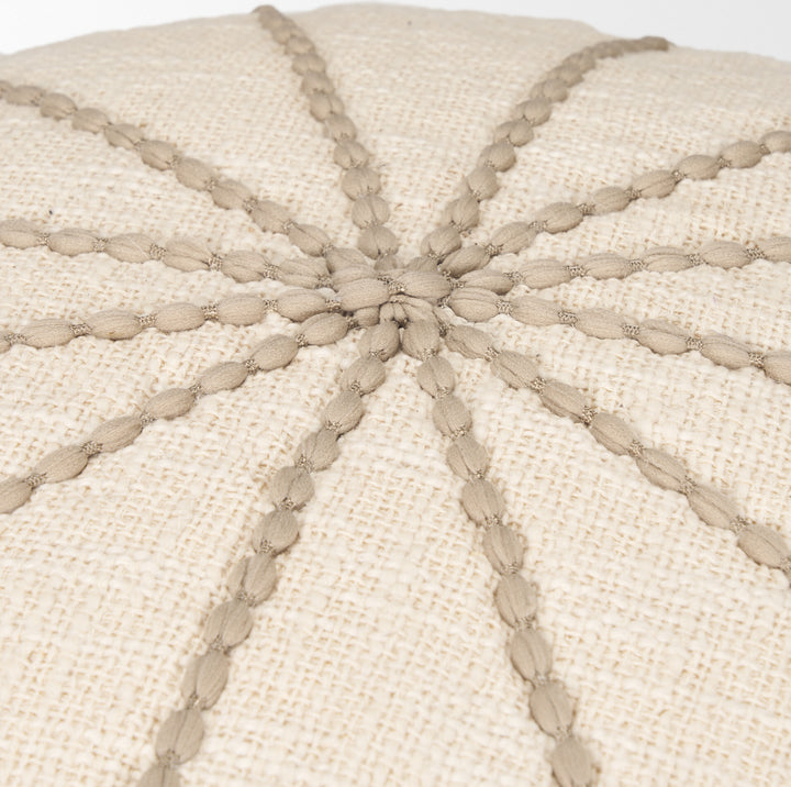 Sachi Beige w/ Stitching Pouf Living Room Mercana
