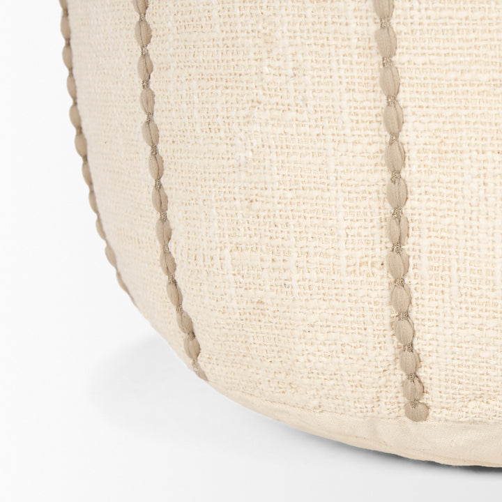 Sachi Beige w/ Stitching Pouf Living Room Mercana
