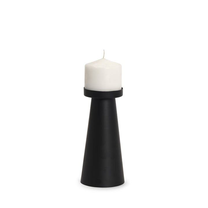Quadir Medium Matte Black Metal Candle Holder Decor Mercana