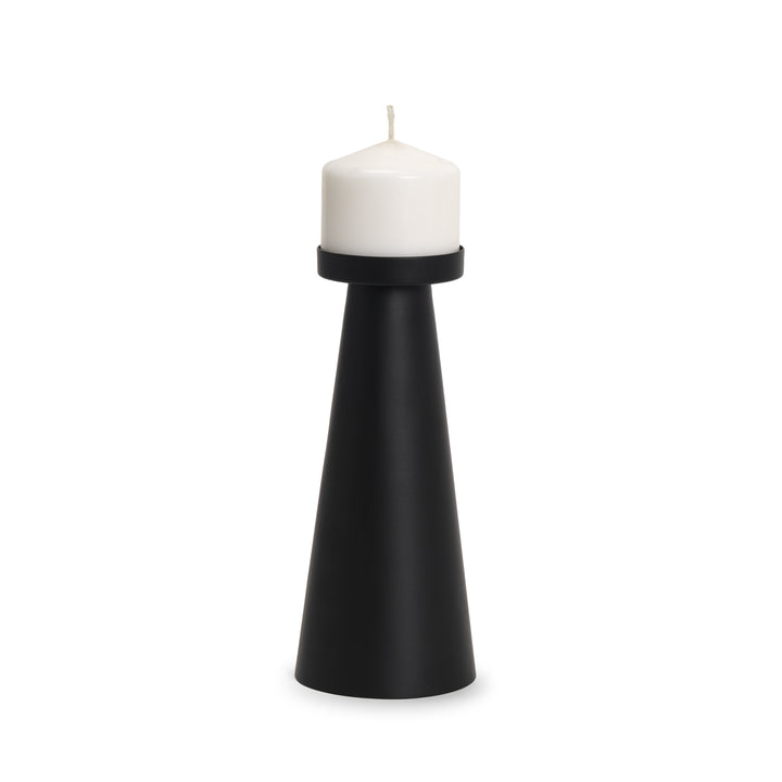 Quadir Tall Matte Black Metal Candle Holder Decor Mercana