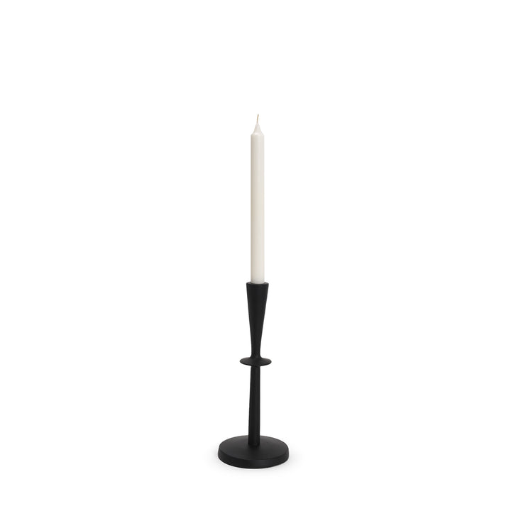 Qwin Matte Black Cast Aluminum Short Candle Holder Decor Mercana