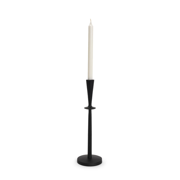 Qwin Matte Black Cast Aluminum Tall Candle Holder Decor Mercana