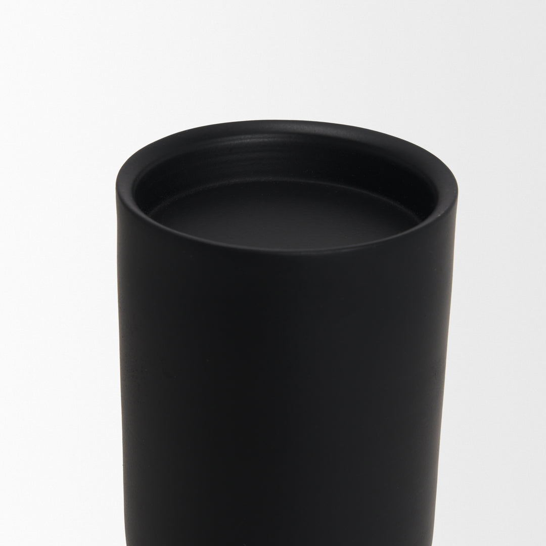 Qamra Short Black Metal Pillar Candle Holder Decor Mercana