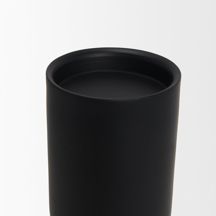 Qamra Short Black Metal Pillar Candle Holder Decor Mercana