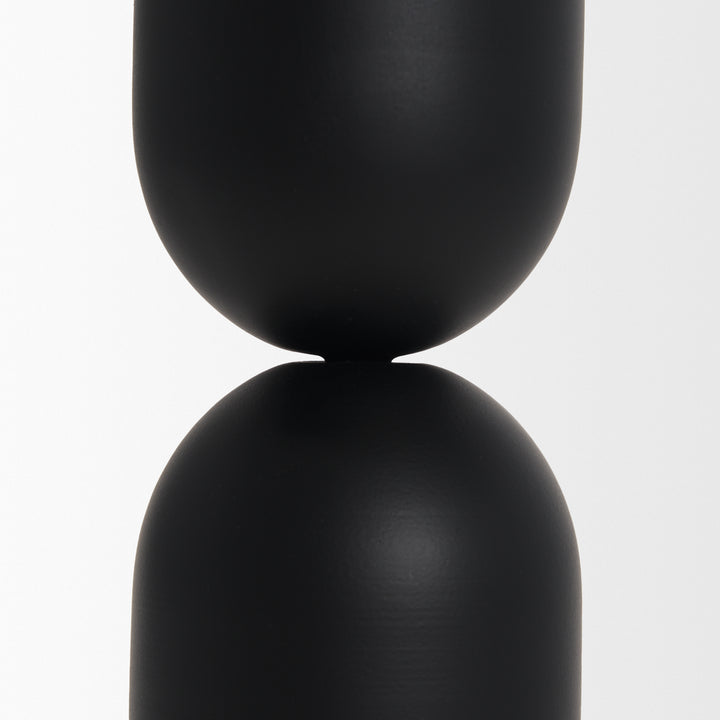 Qamra Short Black Metal Pillar Candle Holder Decor Mercana