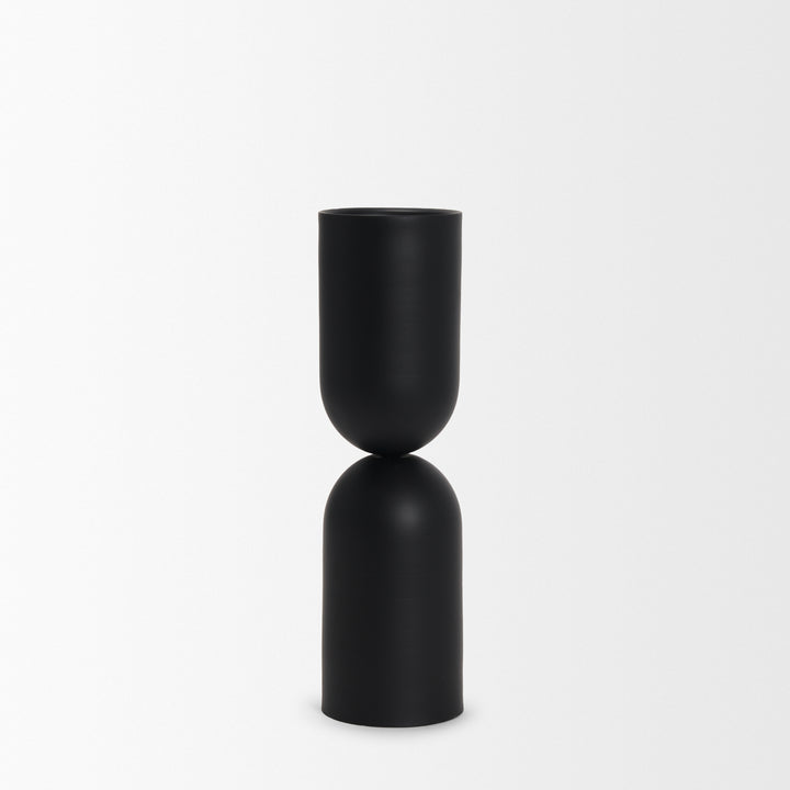 Qamra Tall Black Metal Pillar Candle Holder Decor Mercana