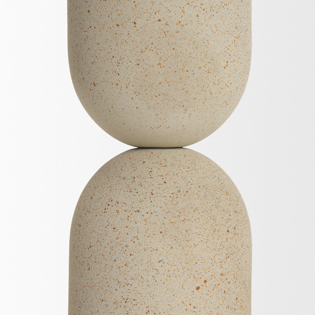 Qamra Tall Beige Textured Metal Pillar Candle Holder Candle Holder Decor Mercana