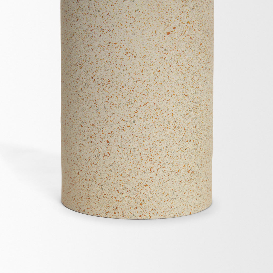 Qamra Tall Beige Textured Metal Pillar Candle Holder Candle Holder Decor Mercana