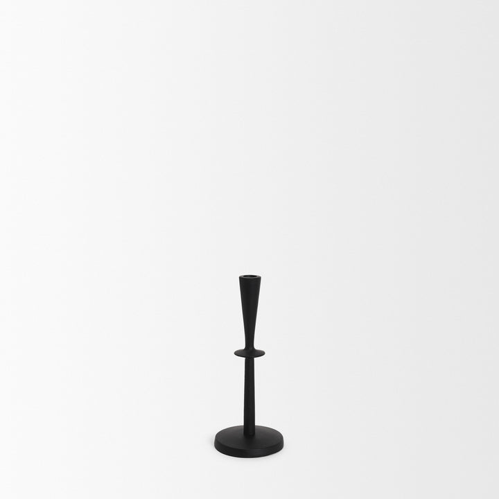 Qwin Matte Black Cast Aluminum Short Candle Holder Decor Mercana