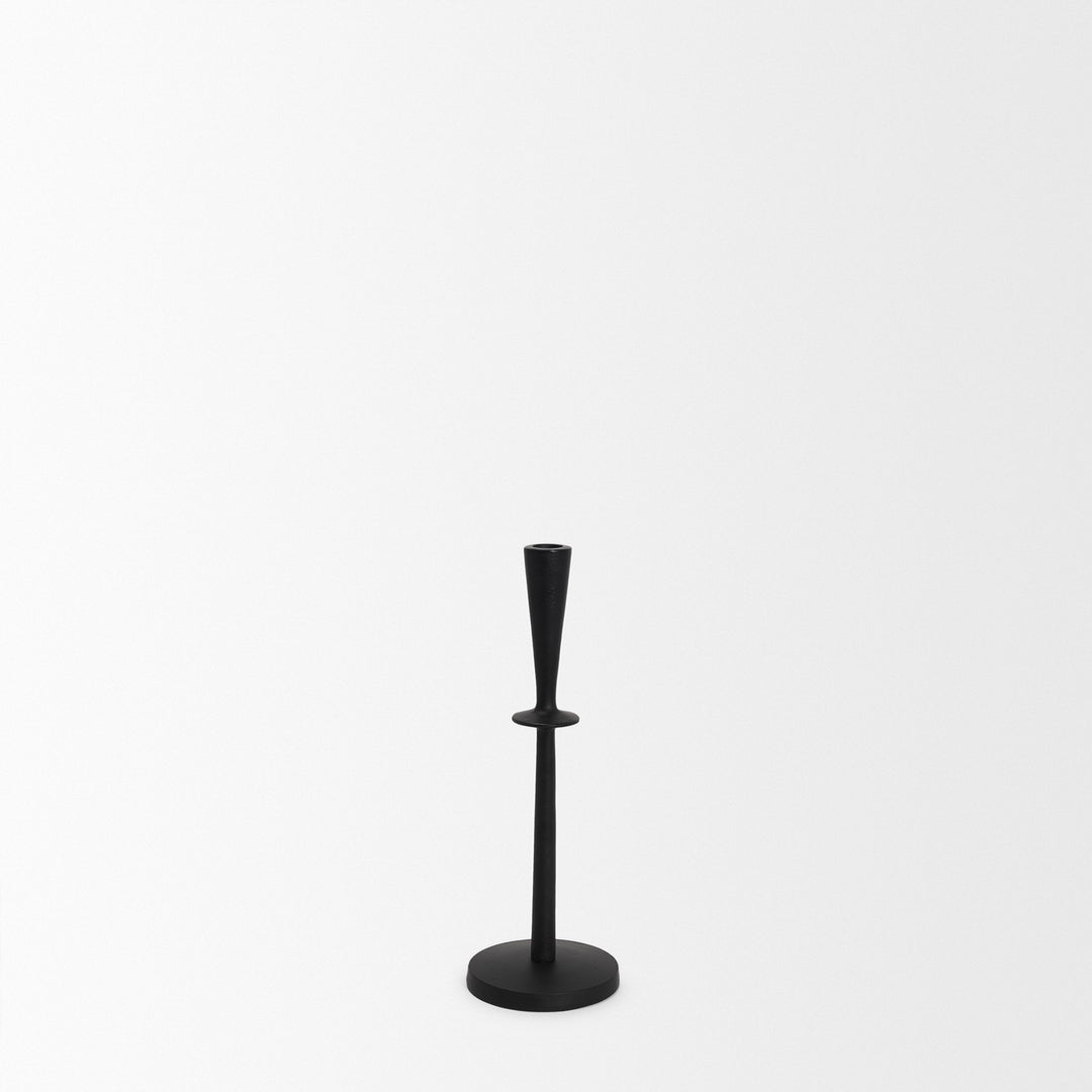 Qwin Matte Black Cast Aluminum Medium Candle Holder Decor Mercana