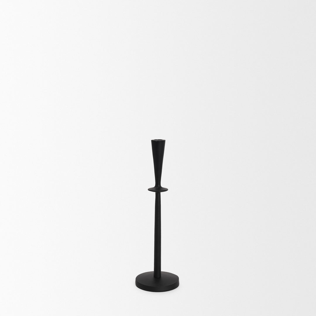 Qwin Matte Black Cast Aluminum Tall Candle Holder Decor Mercana