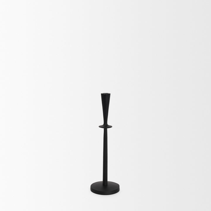 Qwin Matte Black Cast Aluminum Tall Candle Holder Decor Mercana
