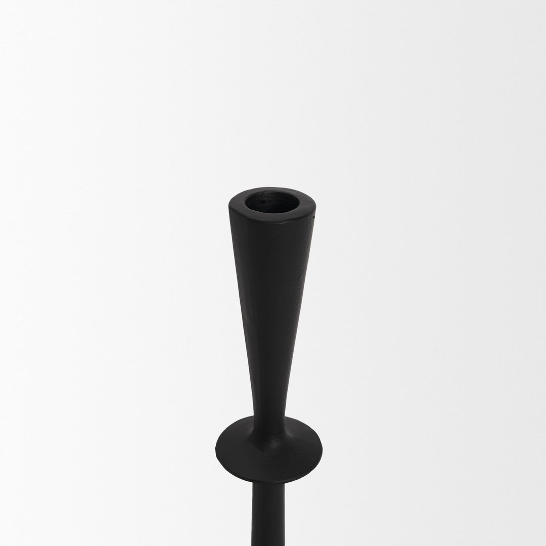 Qwin Matte Black Cast Aluminum Tall Candle Holder Decor Mercana