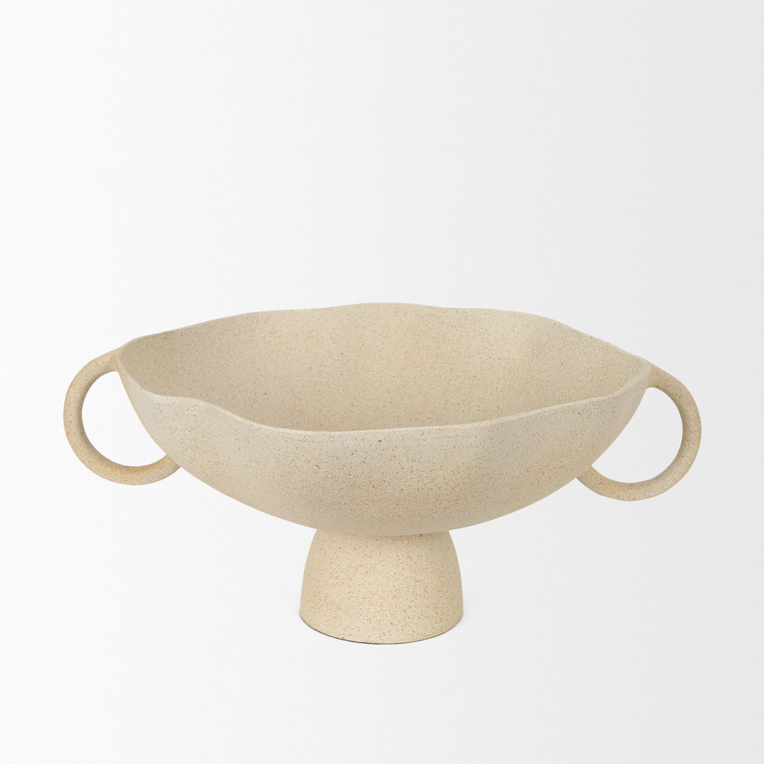 Radka Beige Textured Large Metal Decorative Bowl Decor Mercana