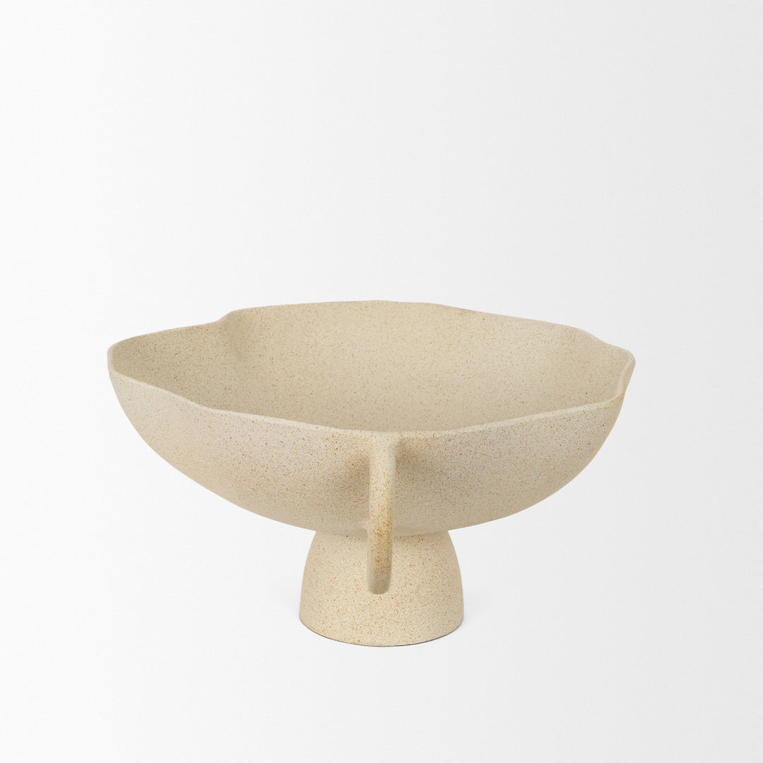 Radka Beige Textured Large Metal Decorative Bowl Decor Mercana