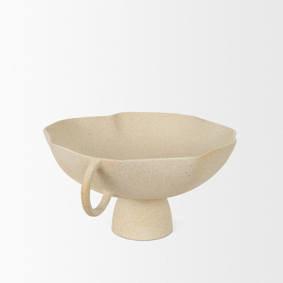 Radka Beige Textured Large Metal Decorative Bowl Decor Mercana