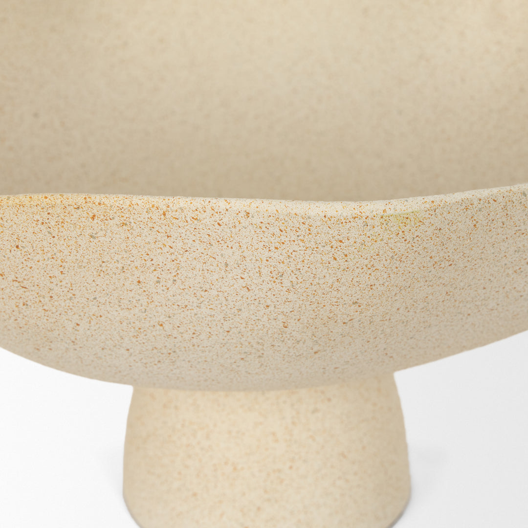 Radka Beige Textured Large Metal Decorative Bowl Decor Mercana