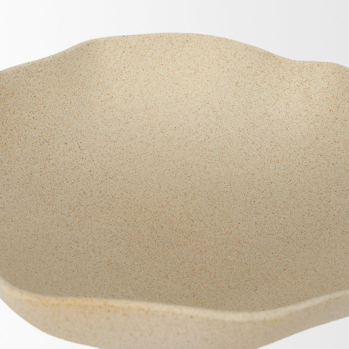 Radka Beige Textured Large Metal Decorative Bowl Decor Mercana