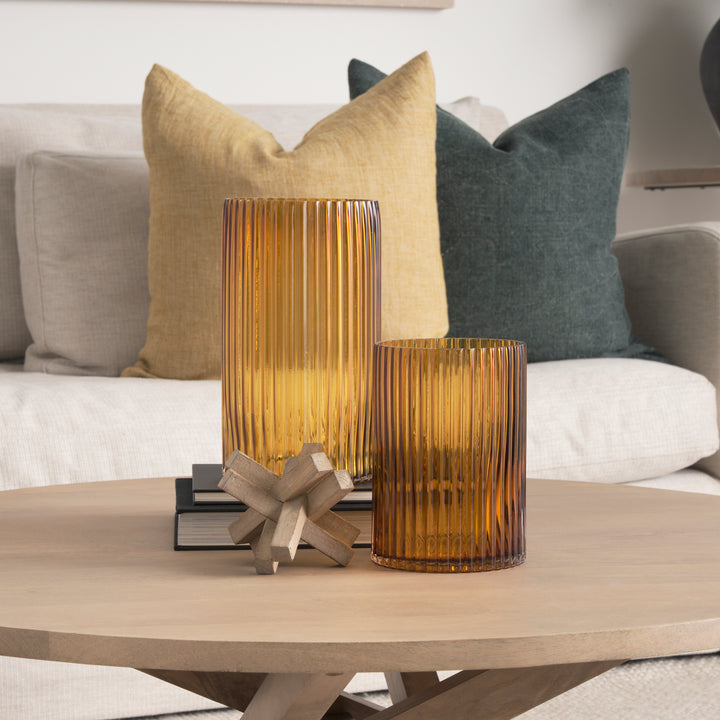 Dawn Short Amber Glass Vase Decor Mercana
