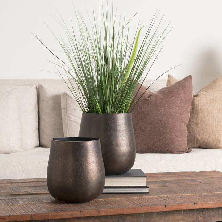 Quade Large Textured Gold Metal Planter Decor Mercana