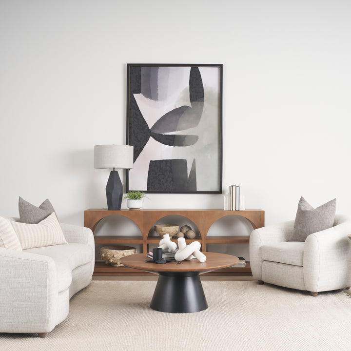 Bela Large Medium Brown Wood Arched Console Table Living Room Mercana
