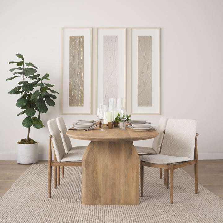 Cavett Cream Boucle Upholstered Seat W/Light Brown Wood Frame Dining Chair Living Room Mercana