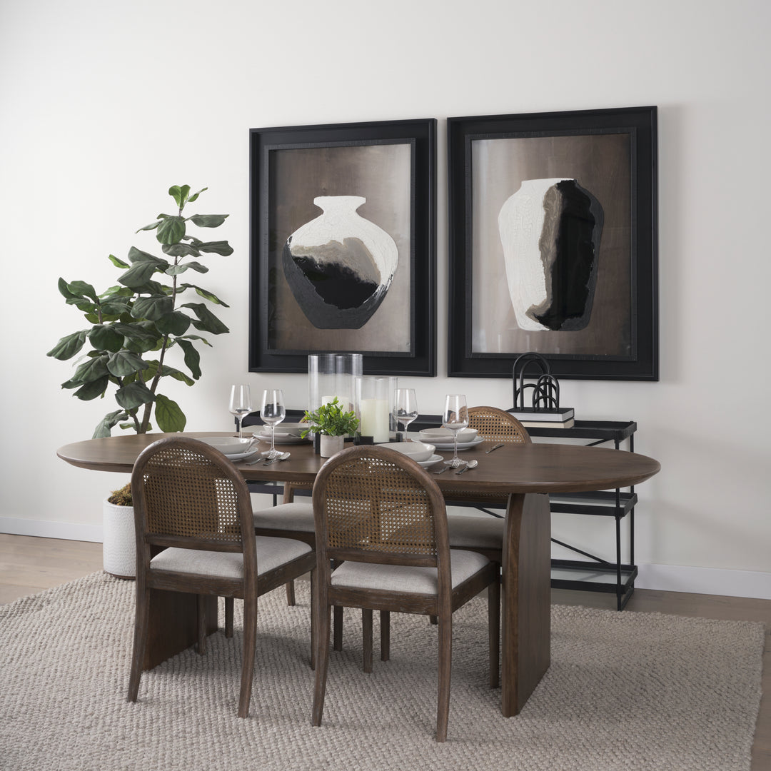 Isla Oval Dining Table w/Dark Brown Wood Top & Arched Legs Dining Room Mercana