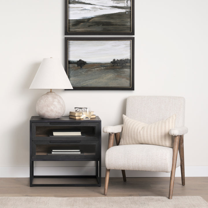 Sloan Black Wood W/Black Metal Frame Side Table Dining Room Mercana