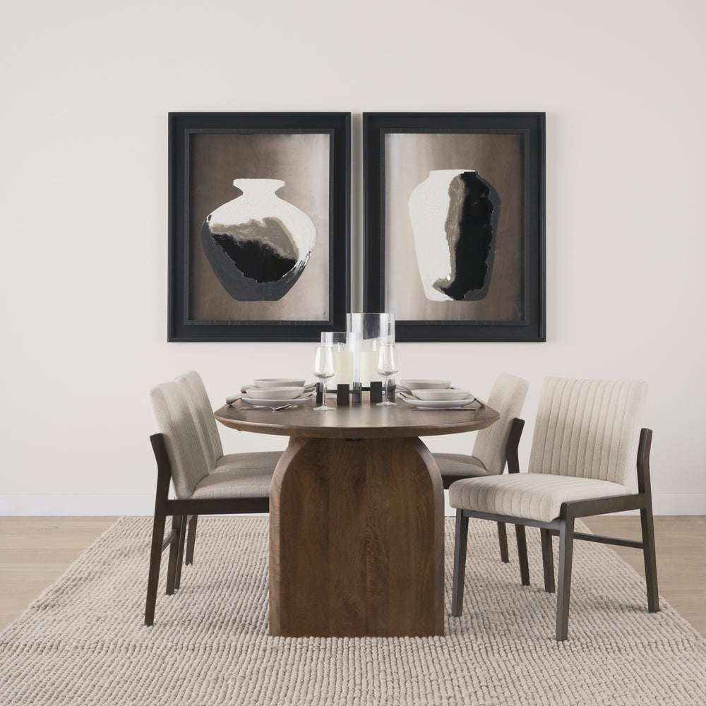 Tahoe Cream Fabric and Black-Brown Wood Dining Chair Dining Room Mercana