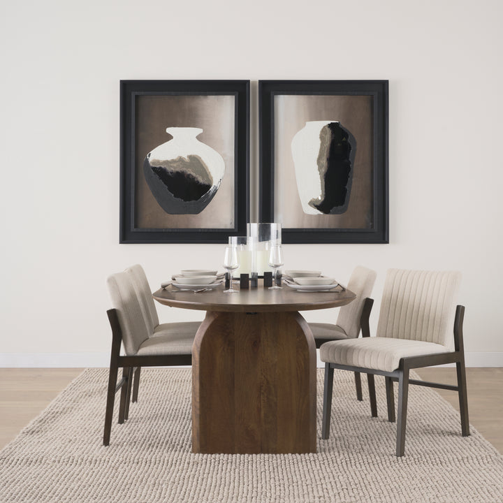 Isla Oval Dining Table w/Dark Brown Wood Top & Arched Legs Dining Room Mercana