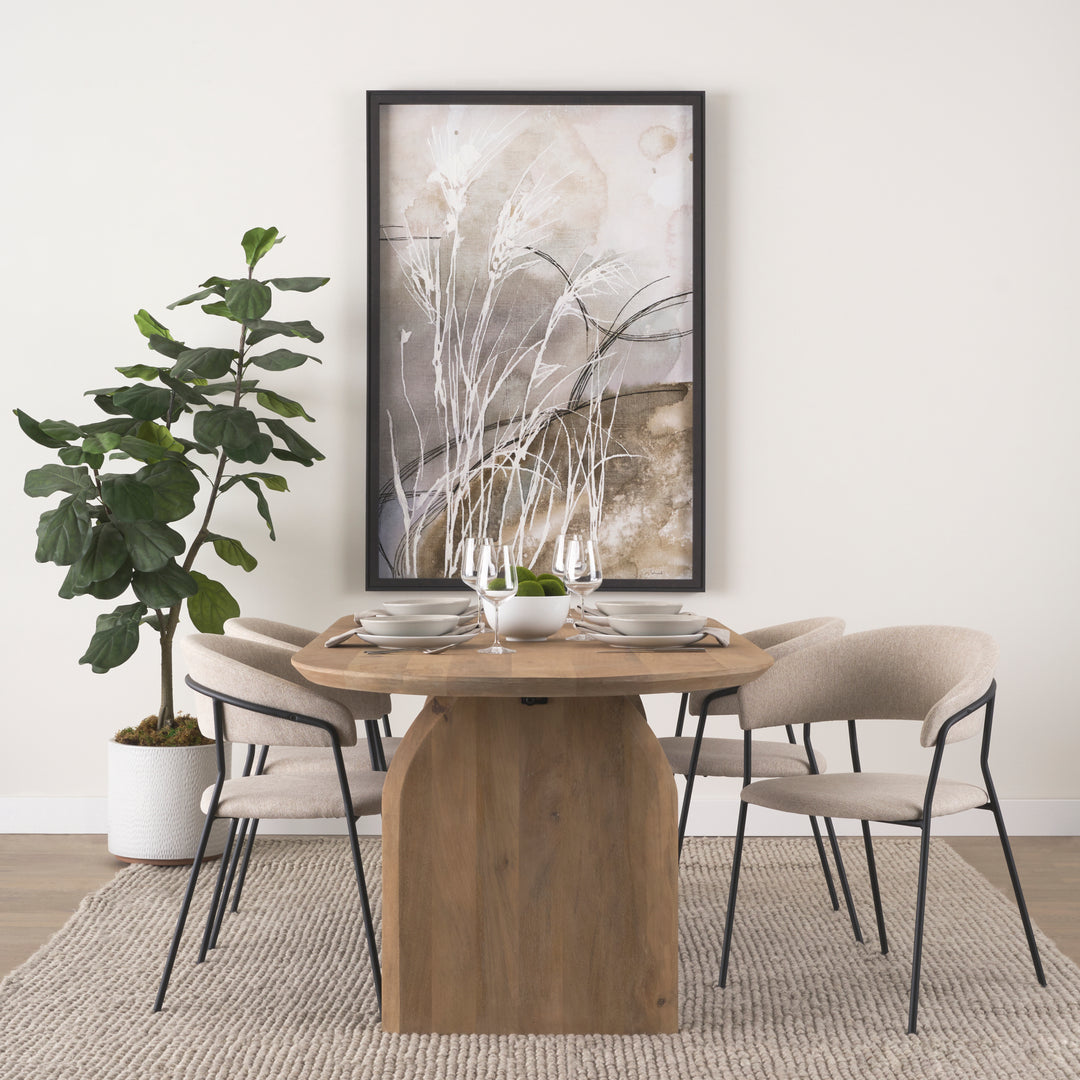 Carolyn Dining Chair w/ Oatmeal Fabric & Matte Black Metal Dining Room Mercana