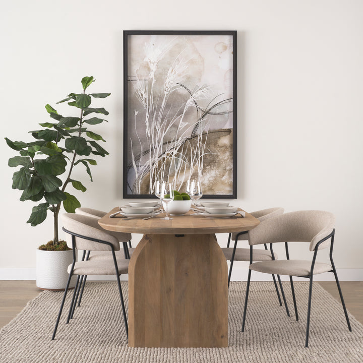 Carolyn Dining Chair w/ Oatmeal Fabric & Matte Black Metal Dining Room Mercana