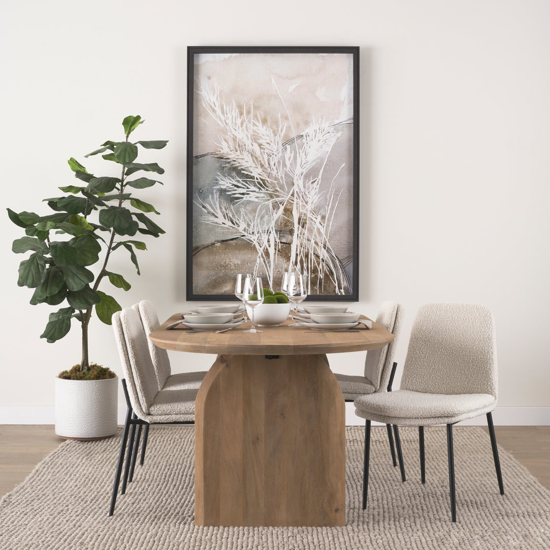 Eve Dining Chair w/ Cream Boucle Fabric & Matte Black Metal Dining Room Mercana
