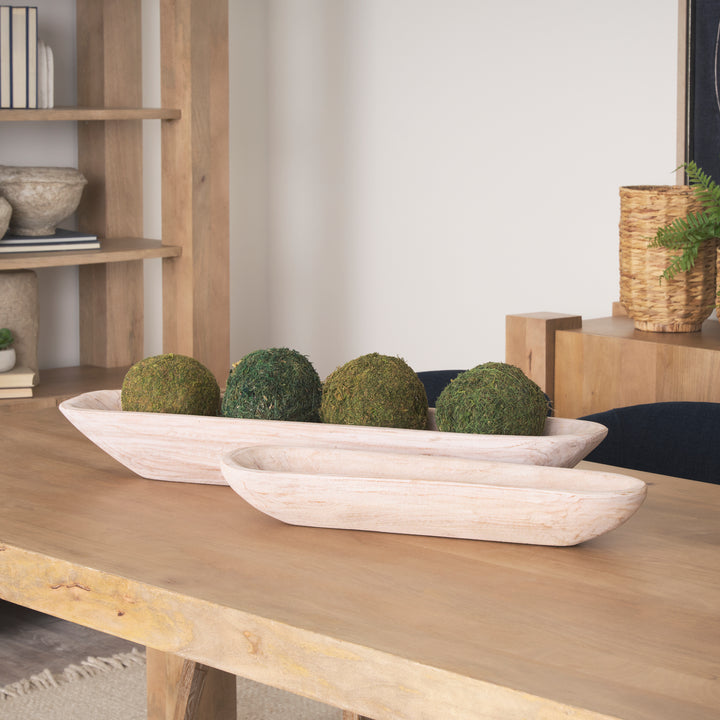 Athena Set of 2 Extra Large Light-Wash Reclaimed Wood Trays Decor Mercana