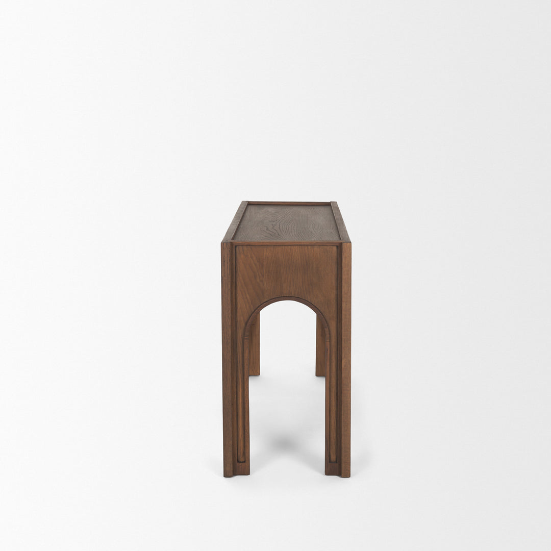 Laraya Dark Brown Wood Arched Console Table Dining Room Mercana