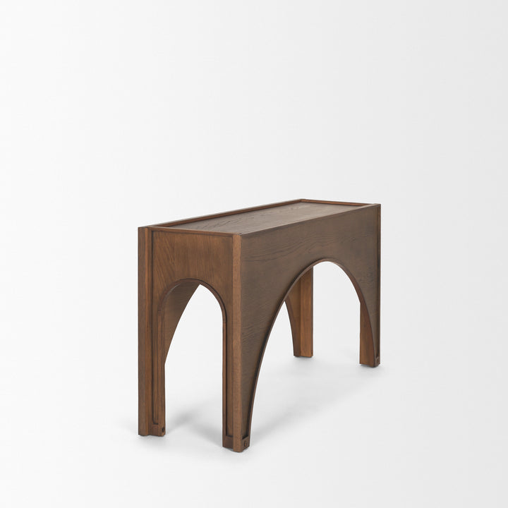 Laraya Dark Brown Wood Arched Console Table Dining Room Mercana