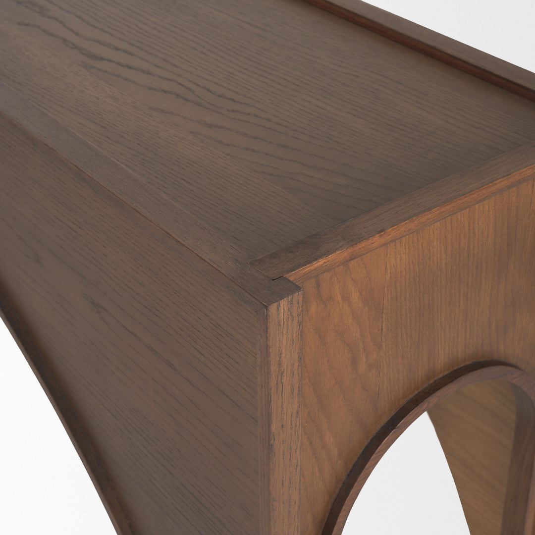 Laraya Dark Brown Wood Arched Console Table Dining Room Mercana