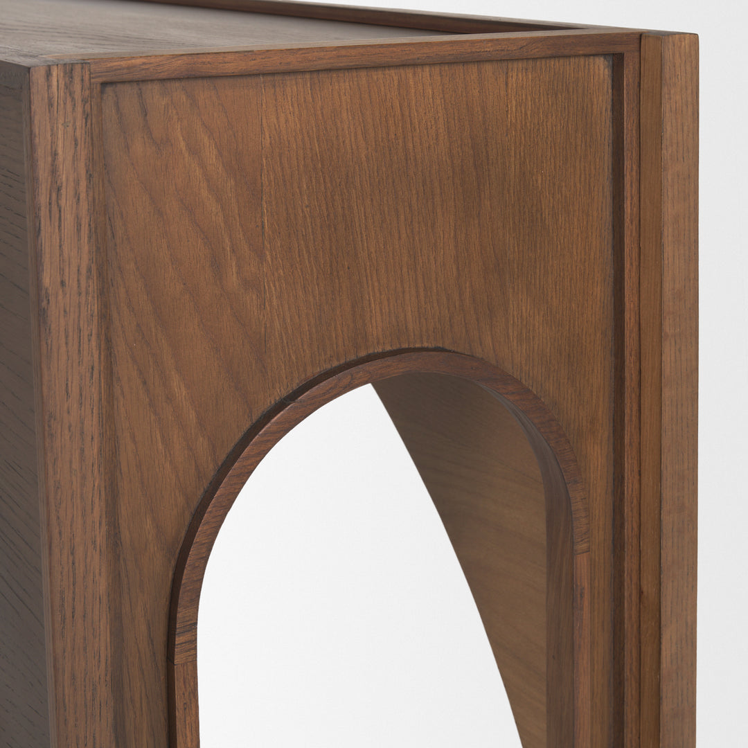 Laraya Dark Brown Wood Arched Console Table Dining Room Mercana